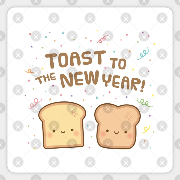 Cute Toast To The New Year Bread Pun Magnet by rustydoodle